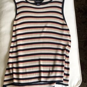 Sleeveless striped silk top